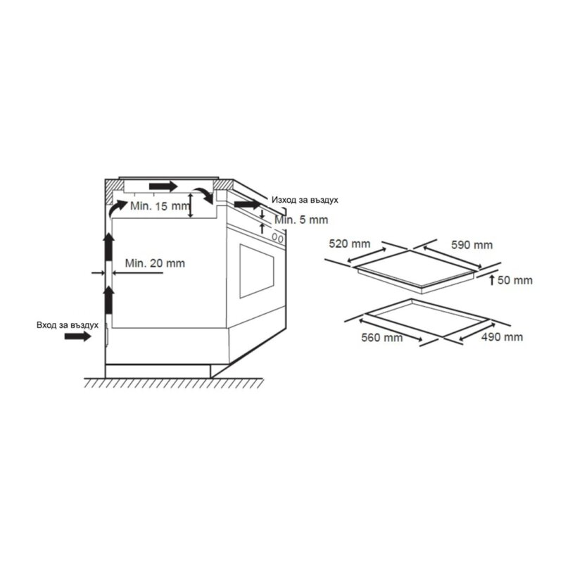 Керамичен плот за вграждане Crown PVT604C