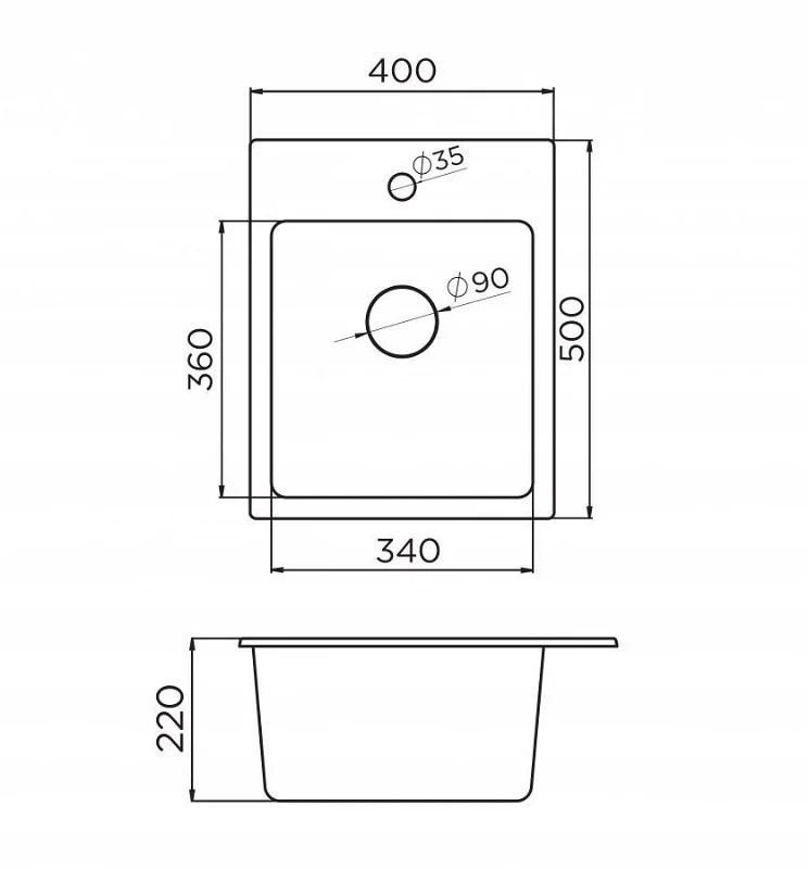 152981 мивка QUADRO 40 40/50/21 черна