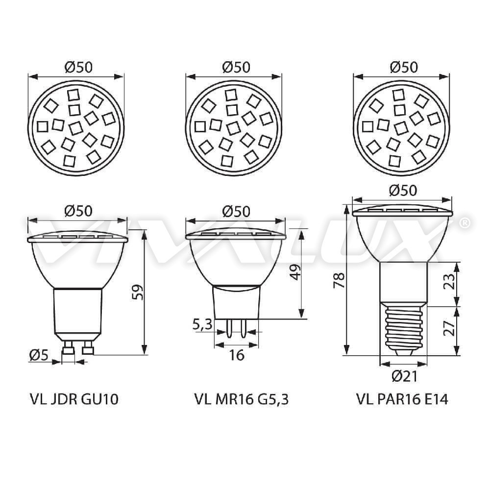 LED лампа VL MR16 2.5W G5.3 W6400K VIVID 3279
