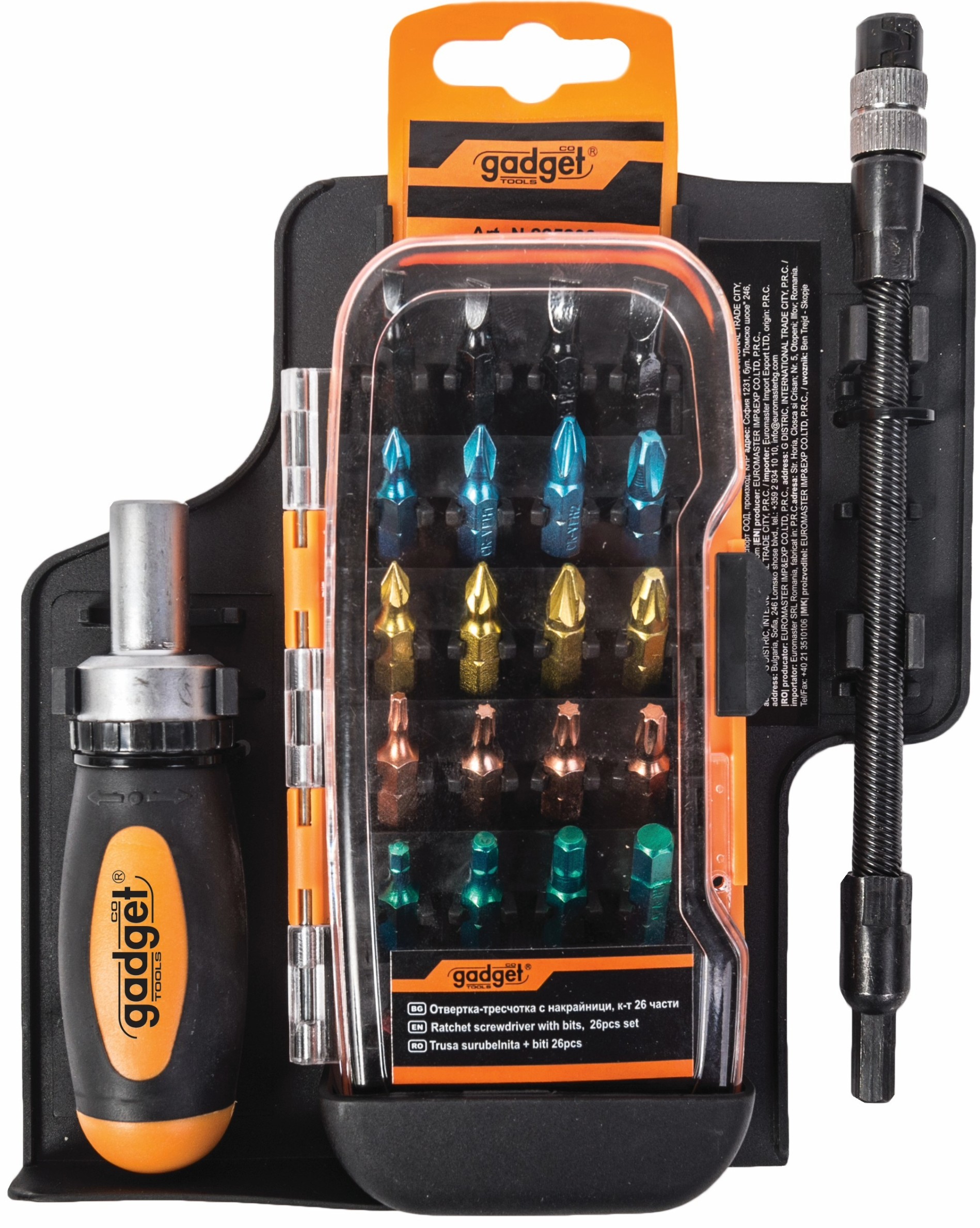 Отвертка-тресчотка-с-цветни-накрайници-к-т-26-части-GD-225208