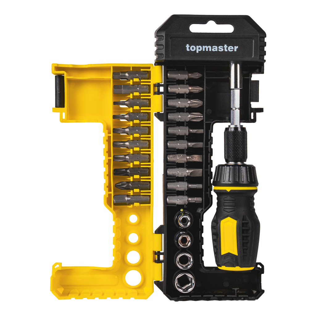Комплект-битове-с-тресчотна-отвертка,-25-части-ТМР-338744